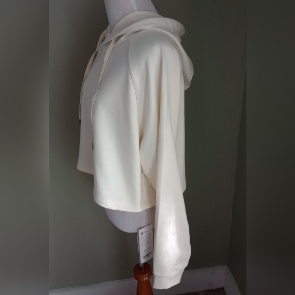 NWT CRZ Yoga White Cream Crop Hoodie Size M Medium - Picture 10 of 10
